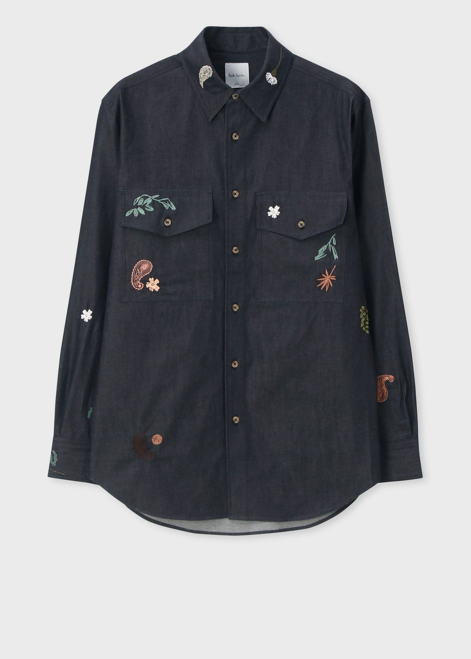 ペイズリーボタニカル インディゴシャツ