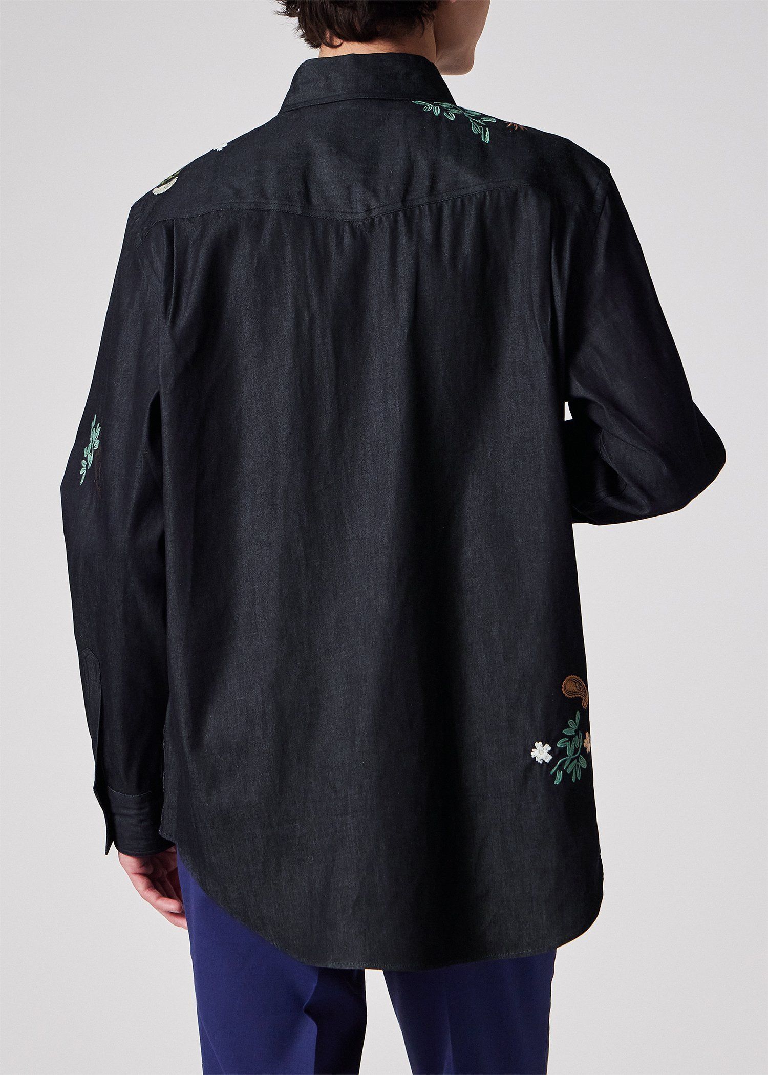 ペイズリーボタニカル インディゴシャツ