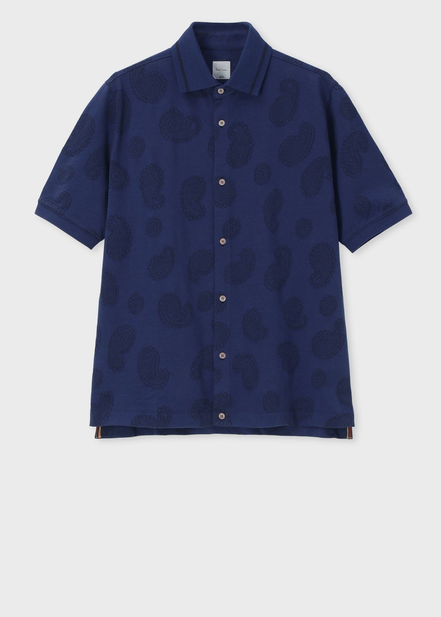 ペイズリージャカード オープンフロント ポロシャツ