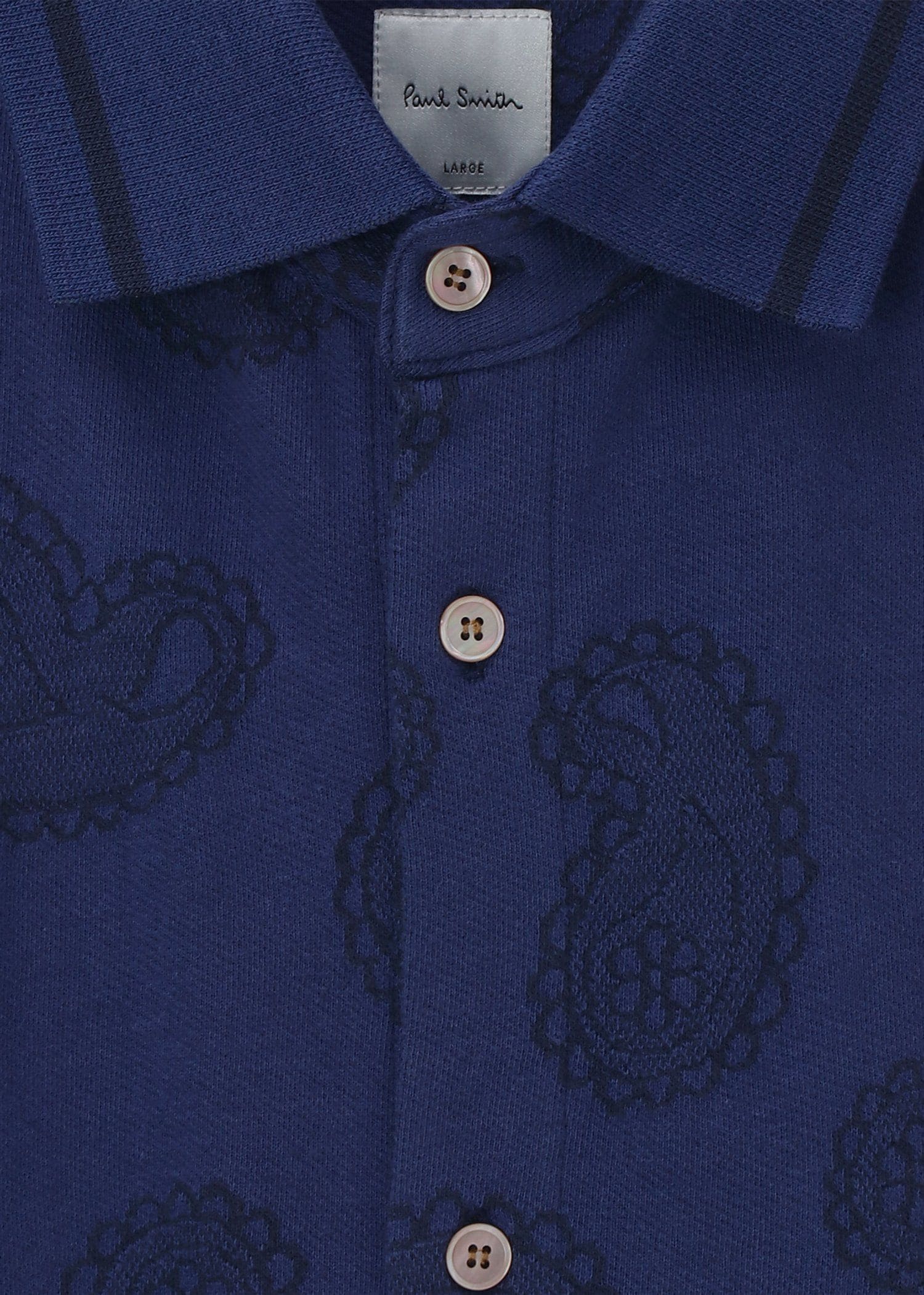 ペイズリージャカード オープンフロント ポロシャツ