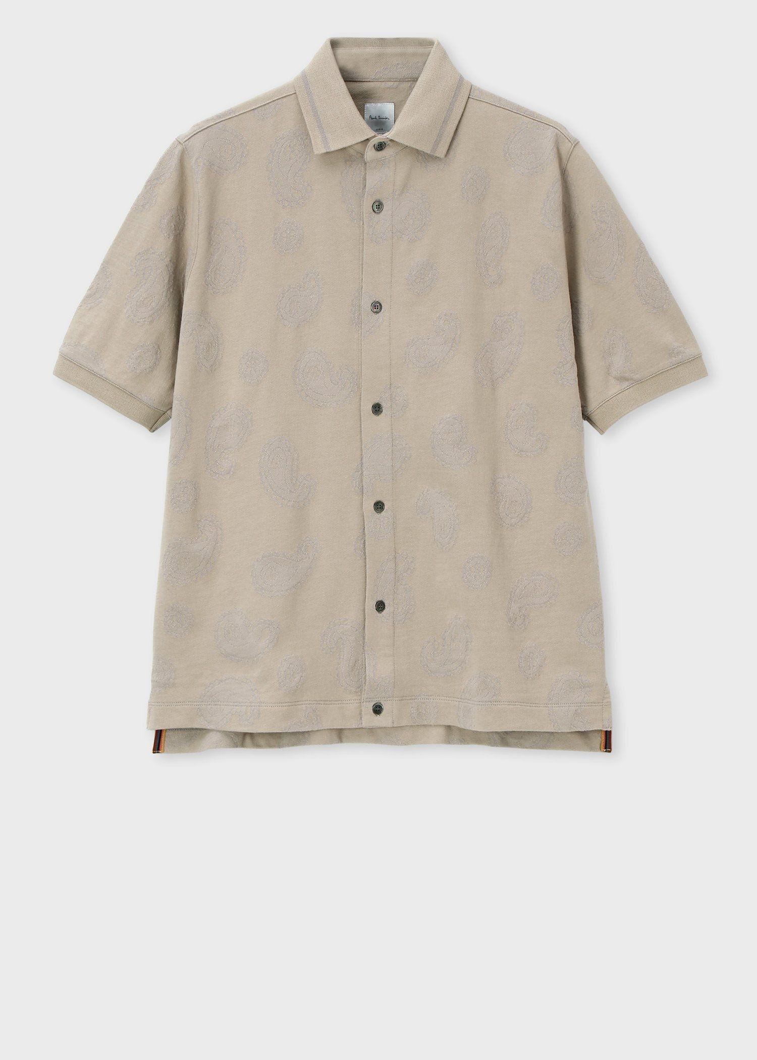 ペイズリージャカード オープンフロント ポロシャツ