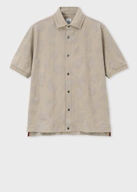 ペイズリージャカード オープンフロント ポロシャツ