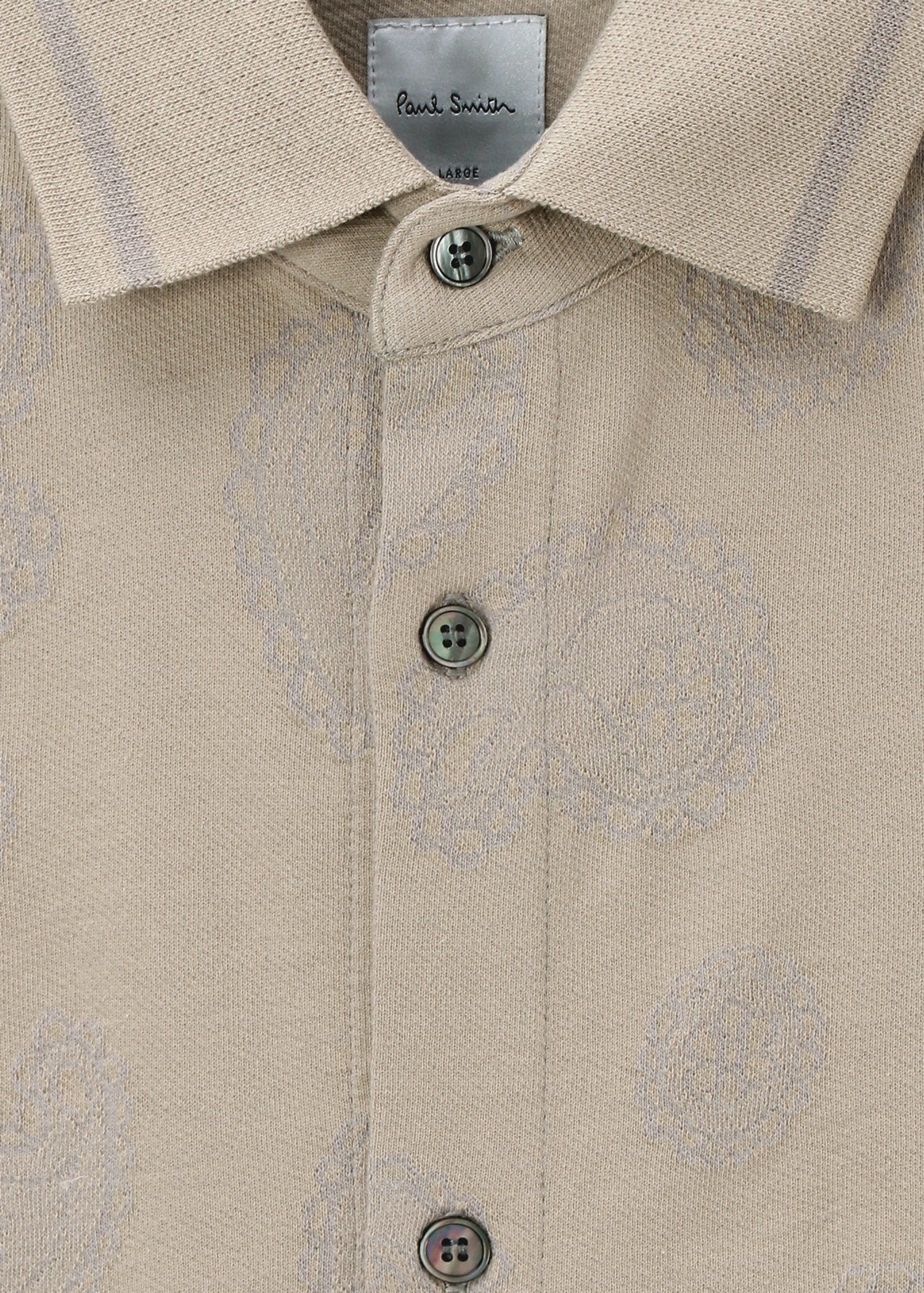 ペイズリージャカード オープンフロント ポロシャツ