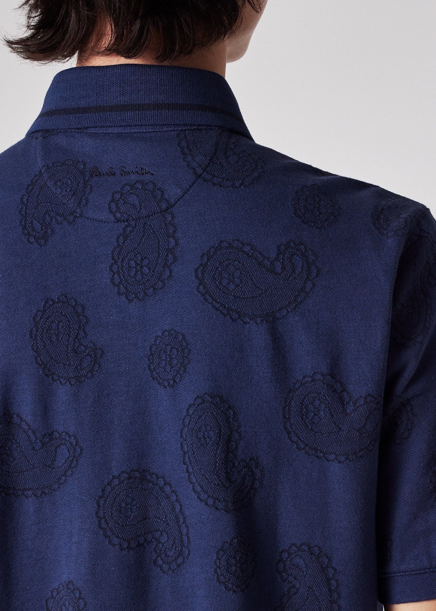 ペイズリージャカード オープンフロント ポロシャツ