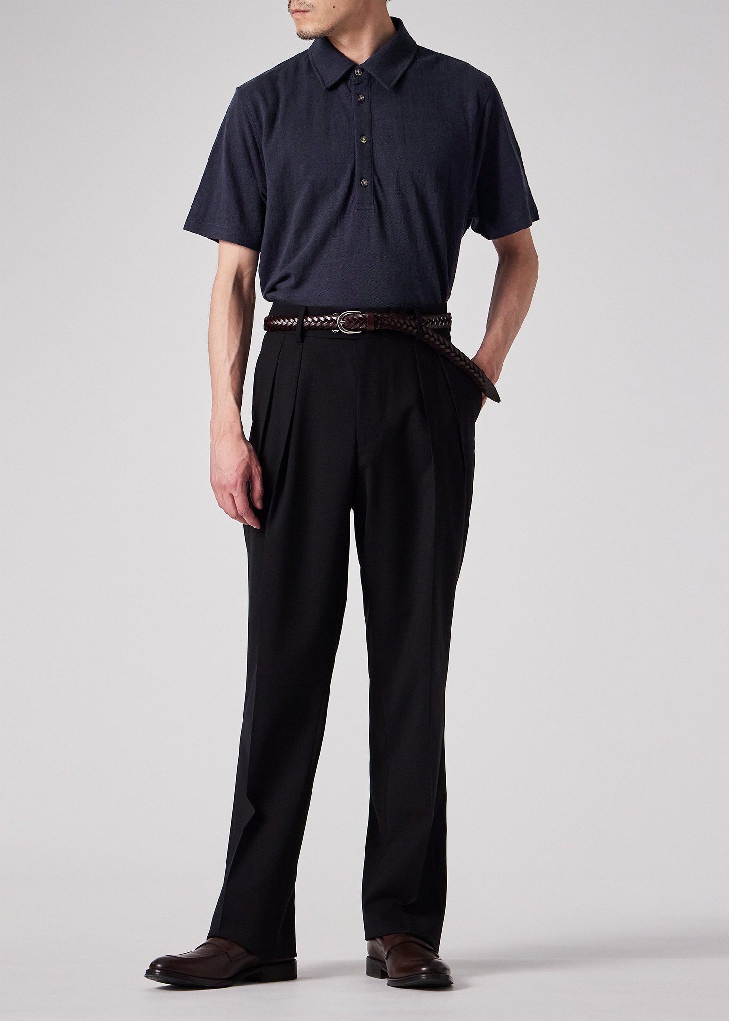 カラーリネン 鹿の子 ポロシャツ