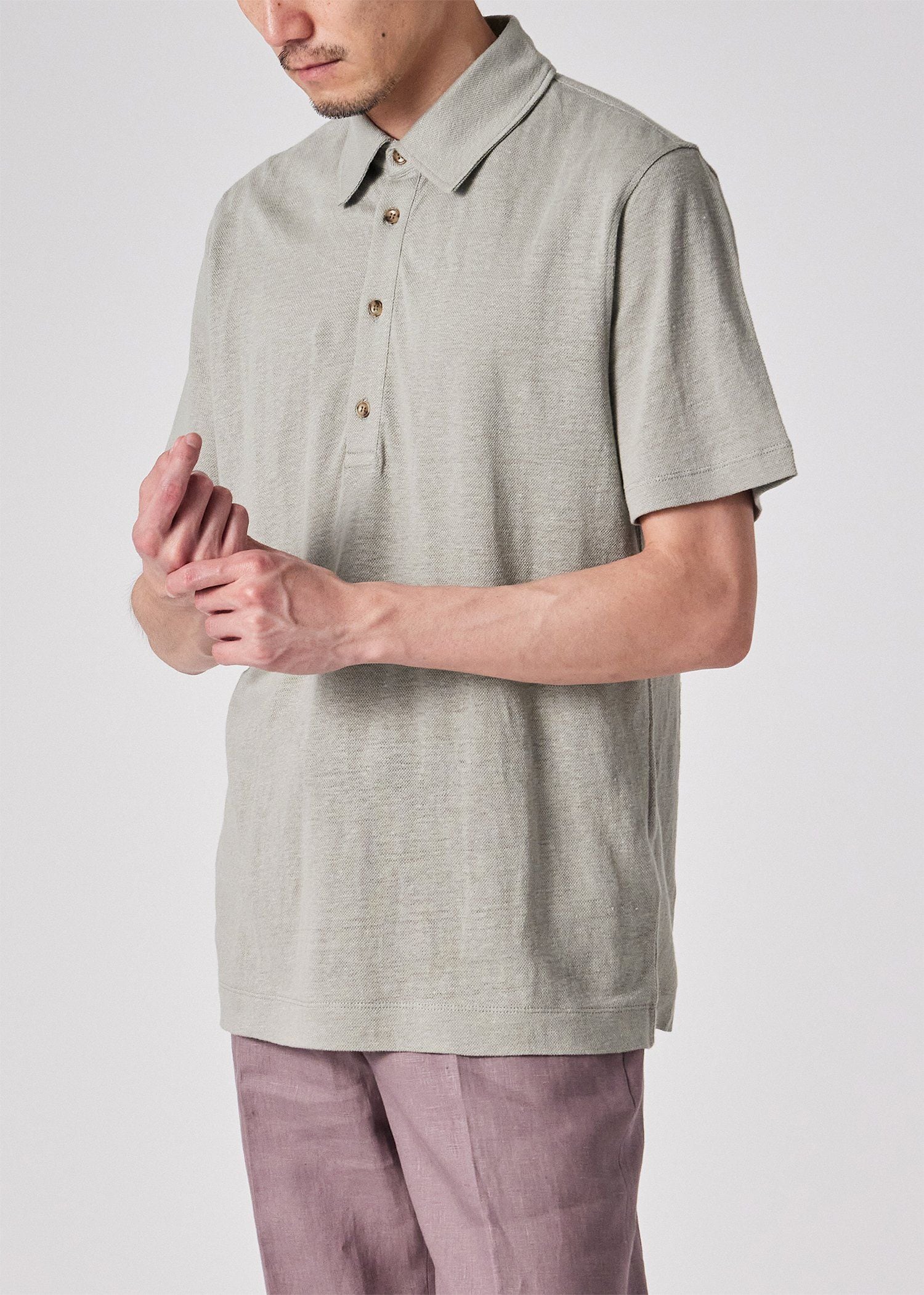 カラーリネン 鹿の子 ポロシャツ
