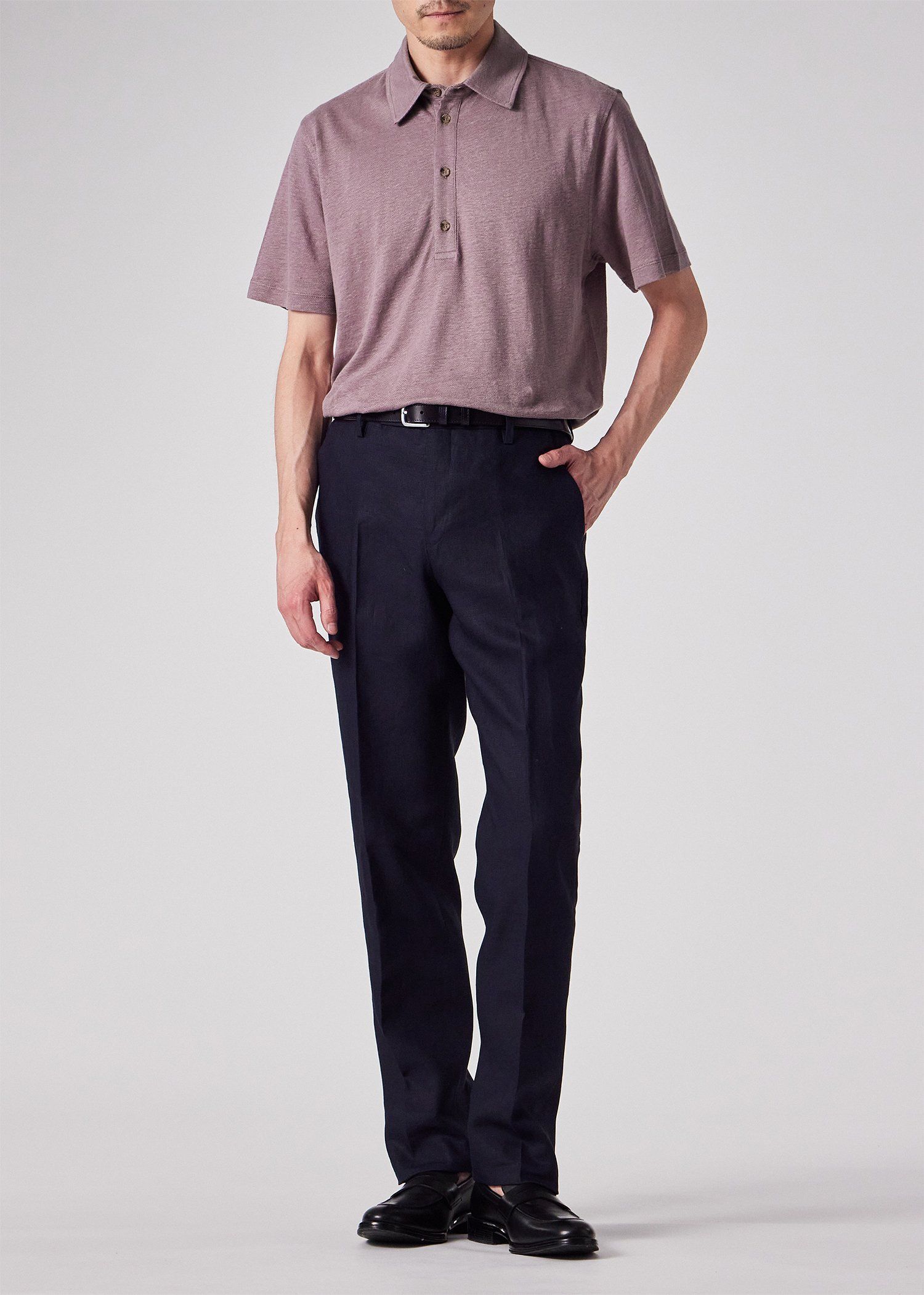 カラーリネン 鹿の子 ポロシャツ