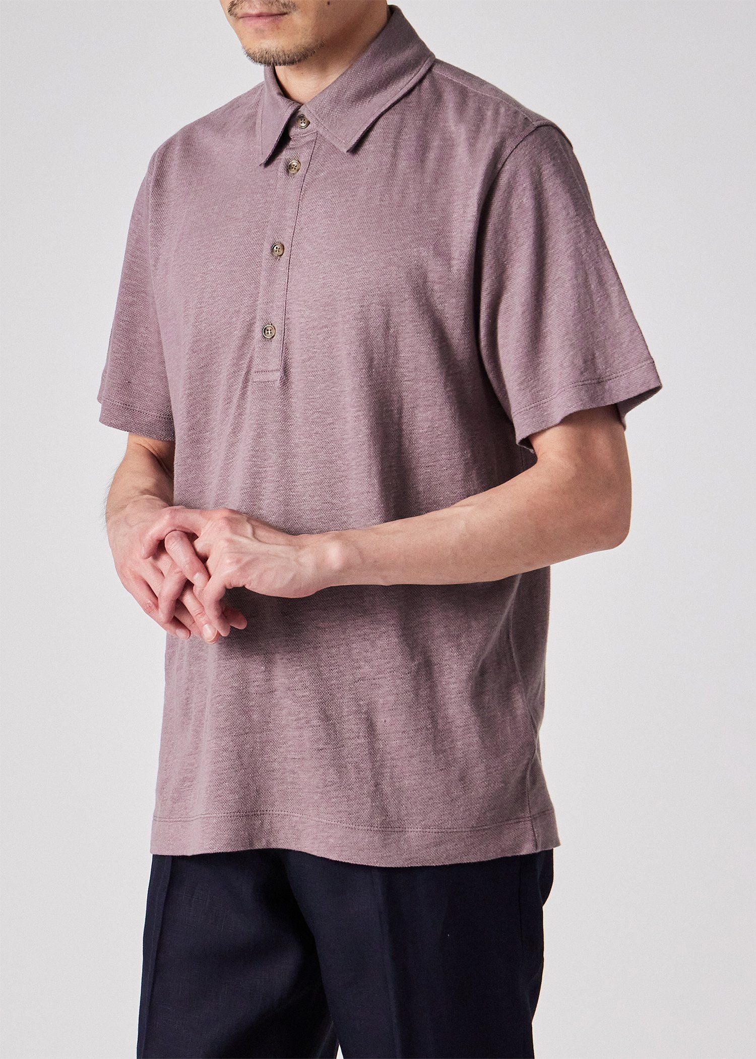 カラーリネン 鹿の子 ポロシャツ