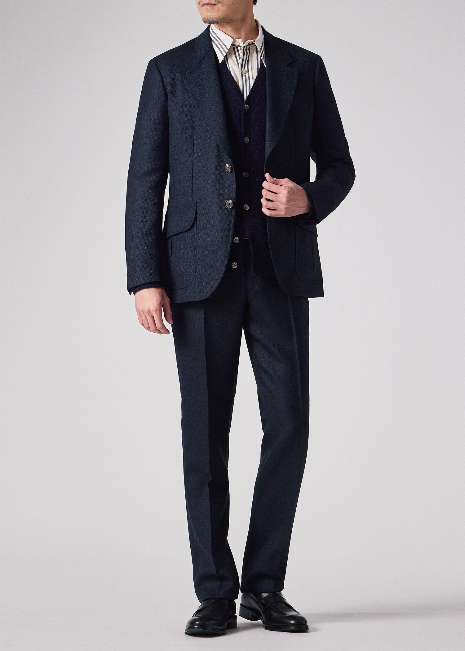 ピンチェックウール 2Bジャケット（ネイビー） ｜ポール・スミス