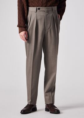 A19184 美品 ポールスミス ヘリンボーン 2タックワイドスラックス 茶M 253619330033047___320_03_mediu