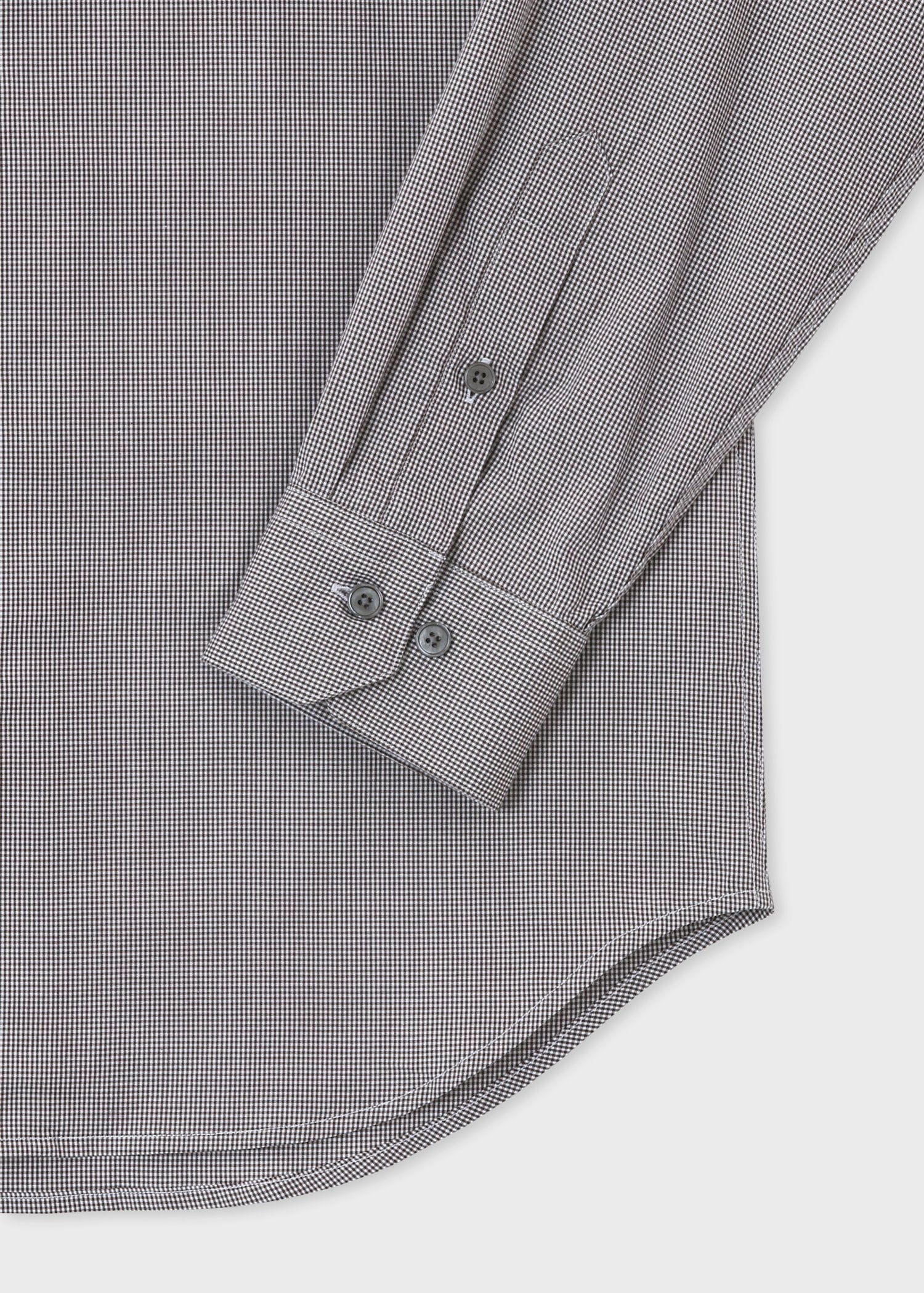 マイクロチェック イタリアンカラーシャツ