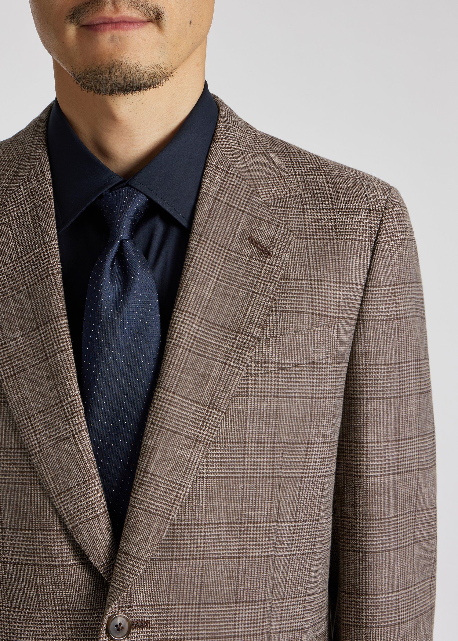 グレンチェック ミックステクスチャー 2Bジャケット