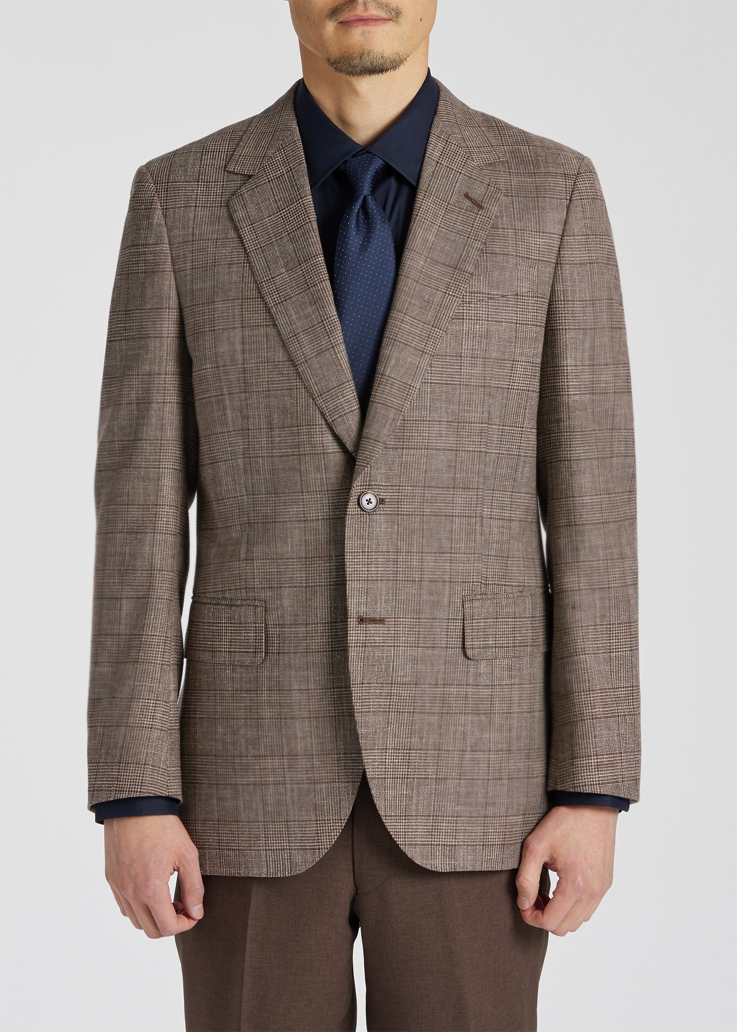 グレンチェック ミックステクスチャー 2Bジャケット