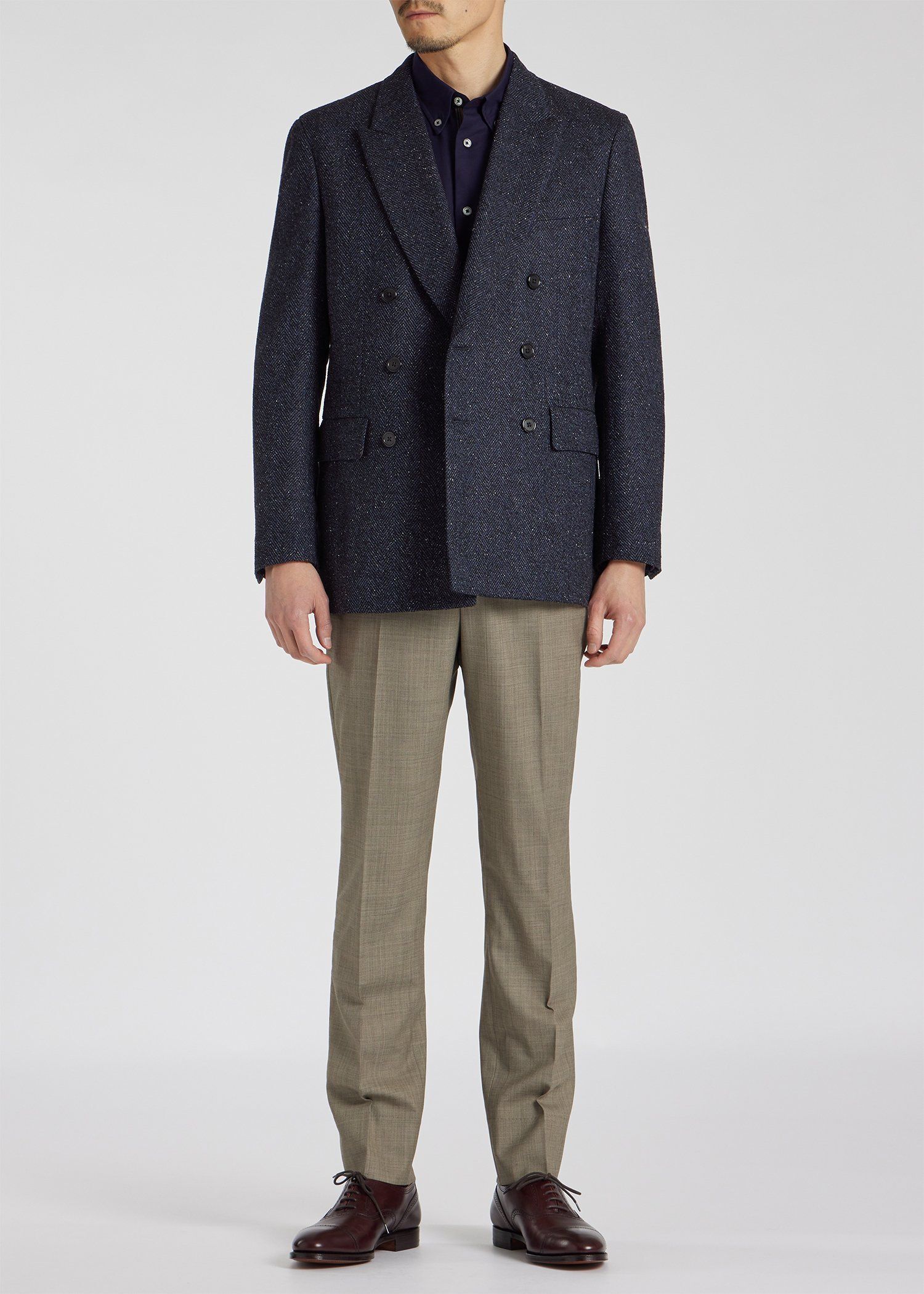 テクスチャード ヘリンボーン ダブルブレスト ジャケット