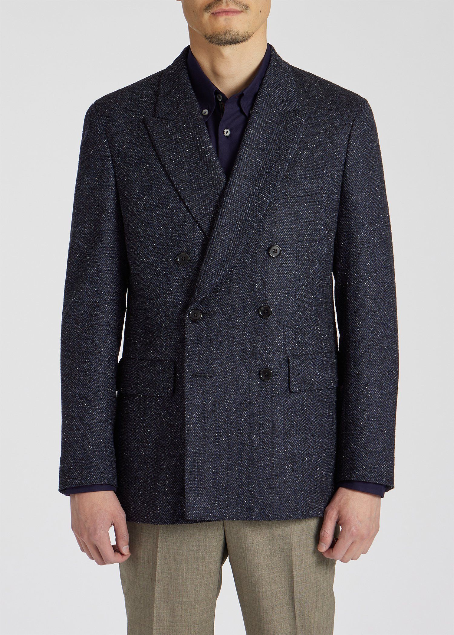 テクスチャード ヘリンボーン ダブルブレスト ジャケット