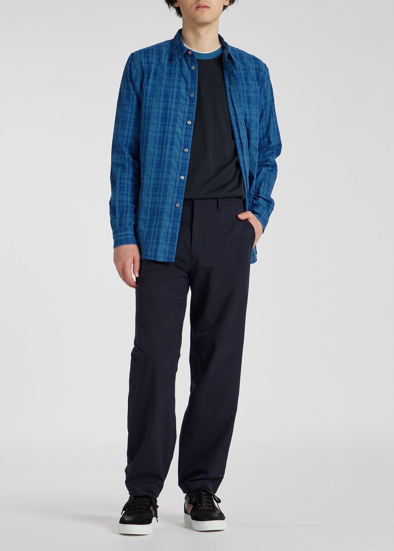 シアサッカー チェックシャツ