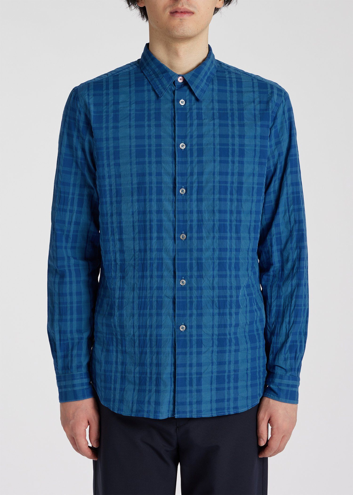 シアサッカー チェックシャツ