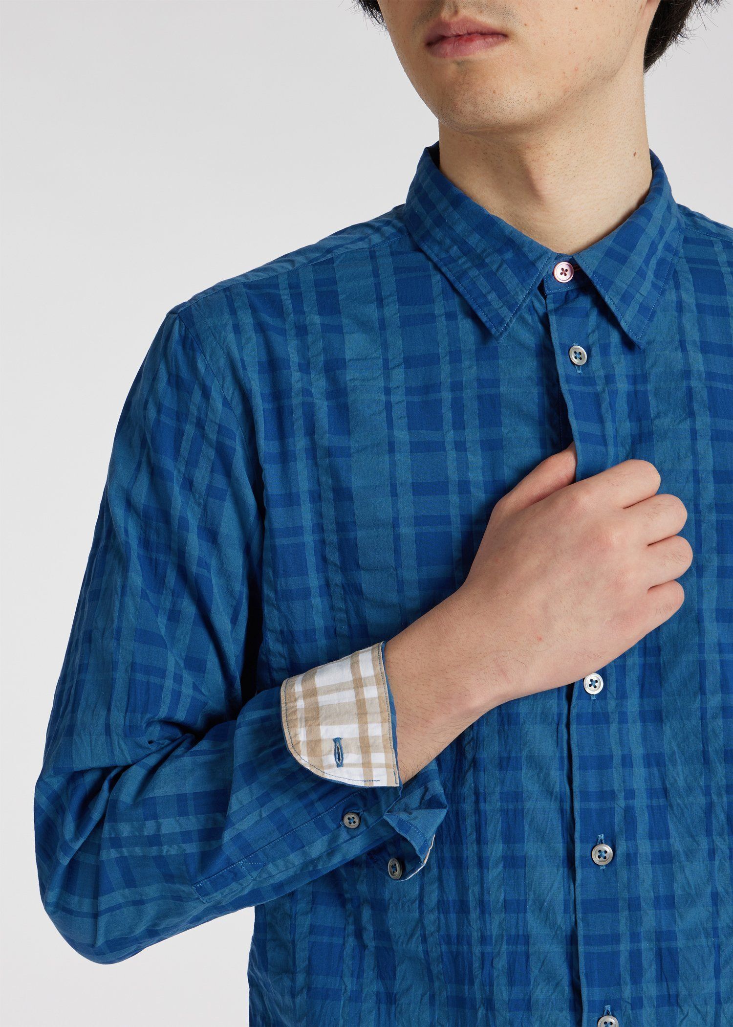 シアサッカー チェックシャツ