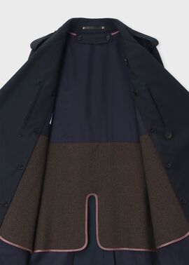 ウールブレンド ヘリテージ ダブルトレンチコート（ネイビー