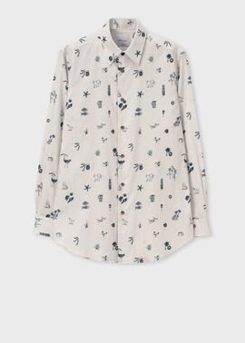 "Travel Print" カジュアルシャツ