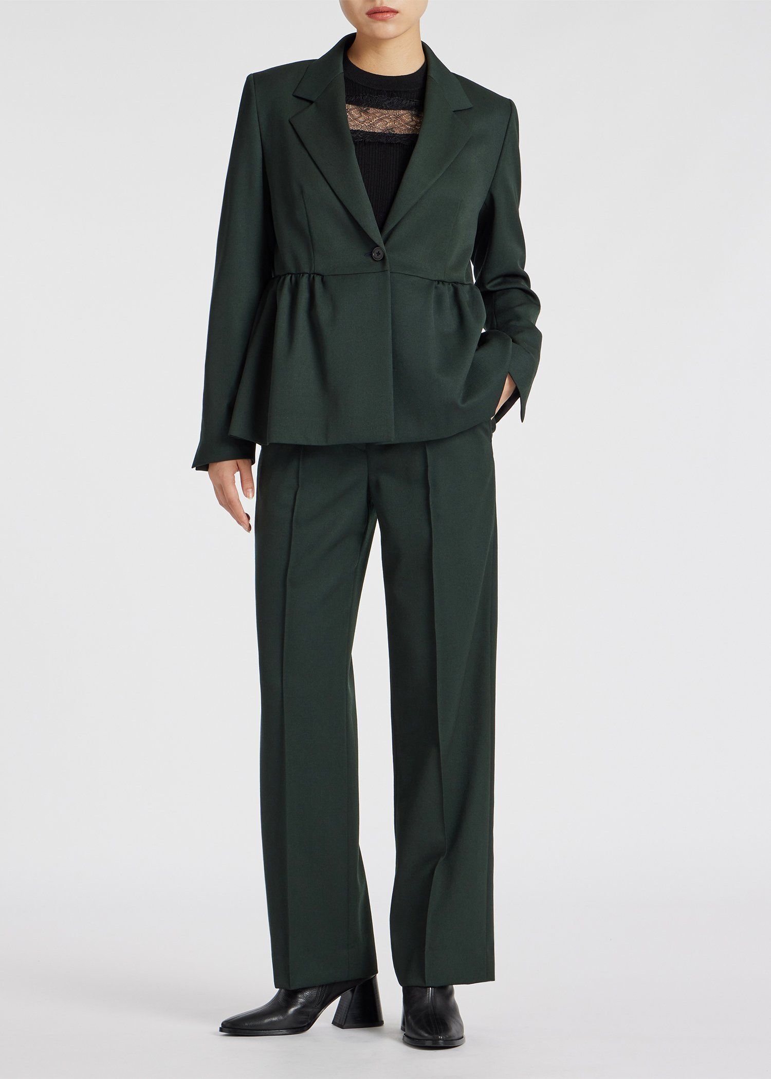 ウィメンズ ギャバ ストレート ワイドパンツ