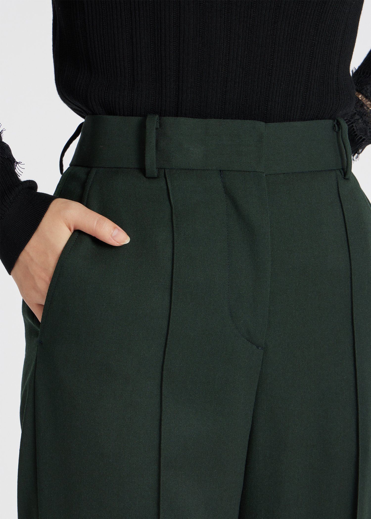 ウィメンズ ギャバ ストレート ワイドパンツ