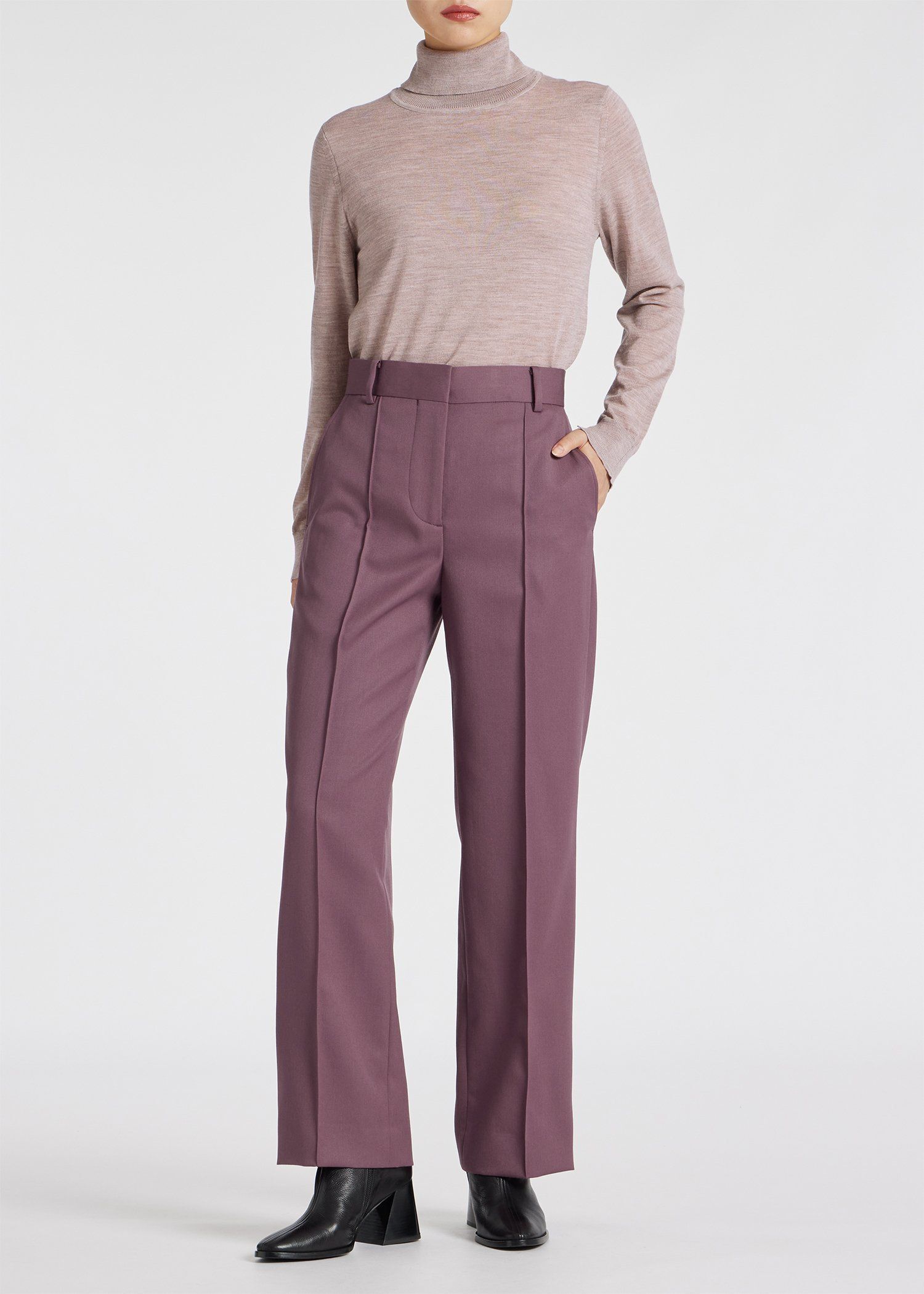 ウィメンズ ギャバ ストレート ワイドパンツ