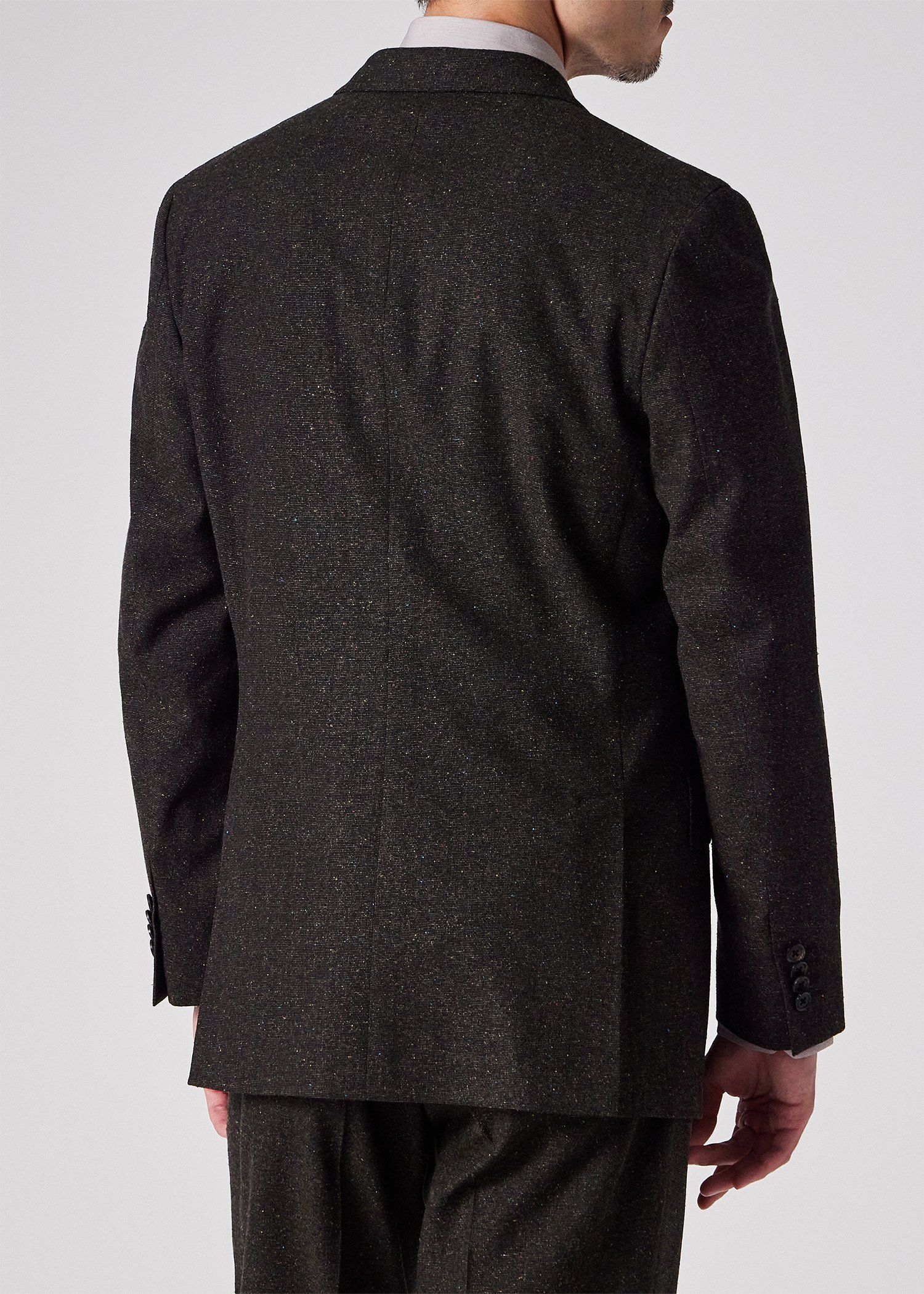 ウールシルク カラーネップツィード 2Bジャケット（ダークブラウン