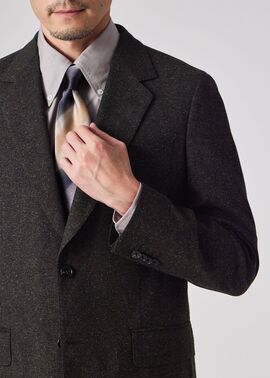 ウールシルク カラーネップツィード 2Bジャケット（ダークブラウン