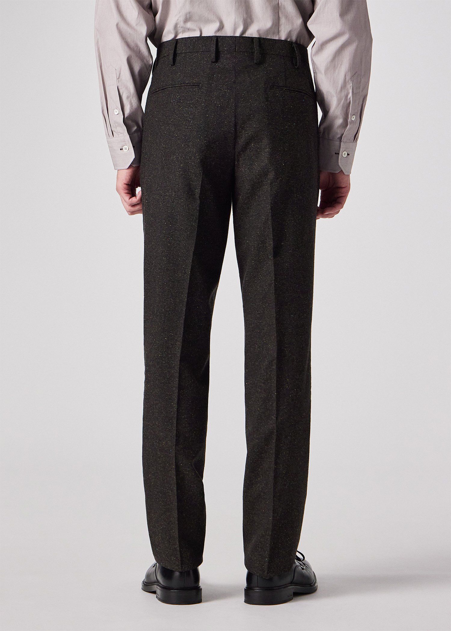 ウールシルク カラーネップツィード テーパード トラウザーズ（ダーク