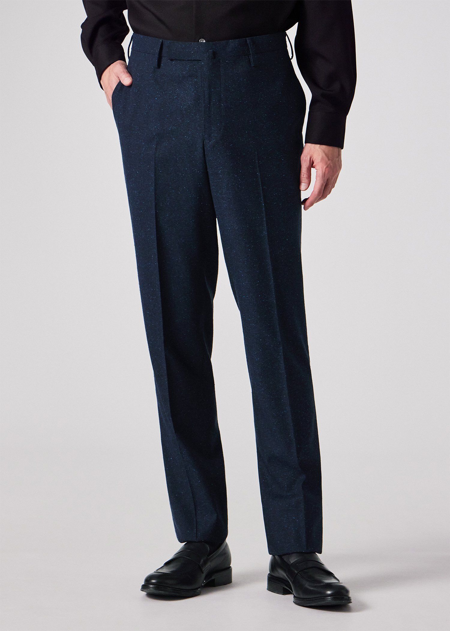 ウールシルク カラーネップツィード テーパード トラウザーズ