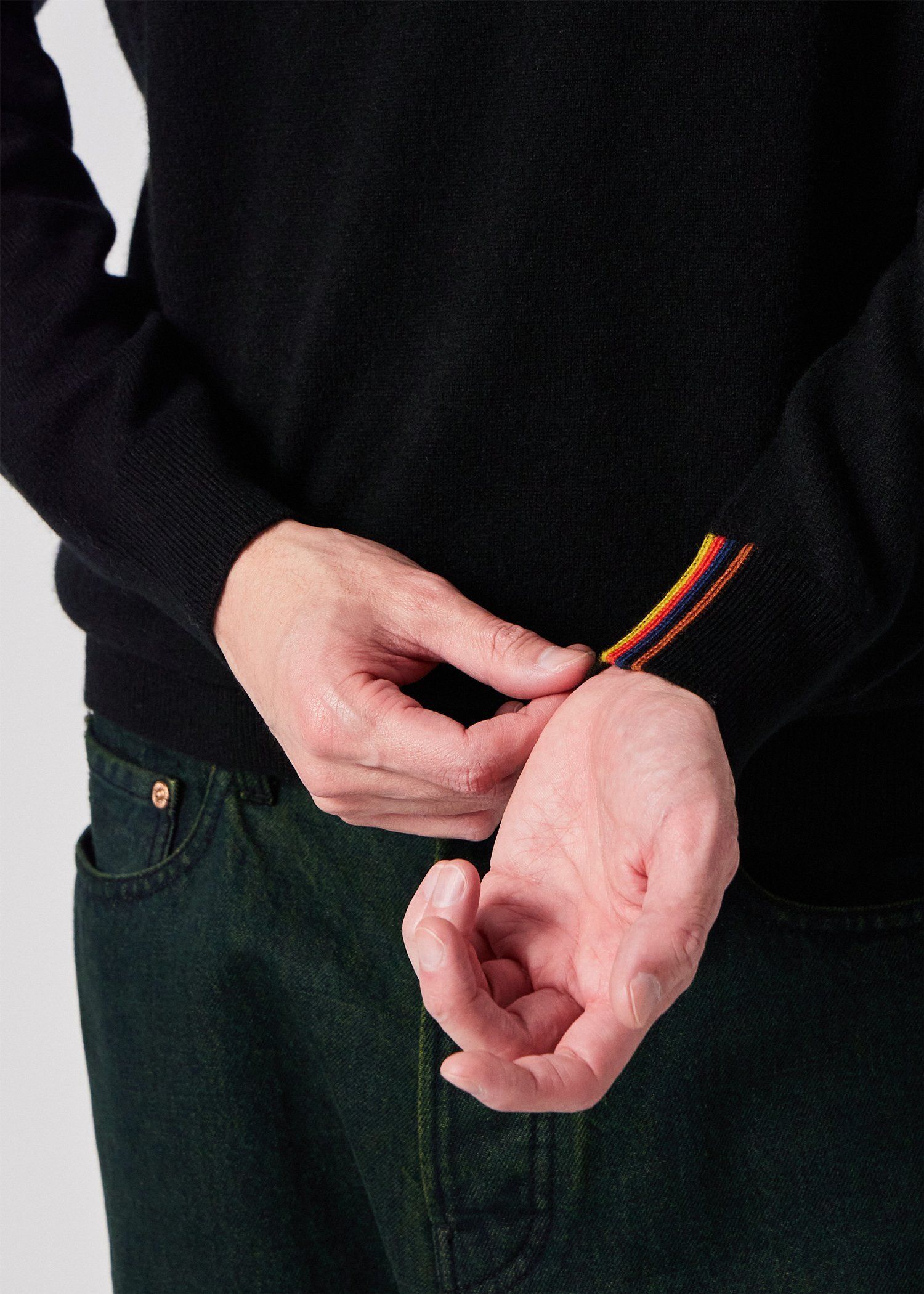 アーティストストライプポイント カシミヤ ニット