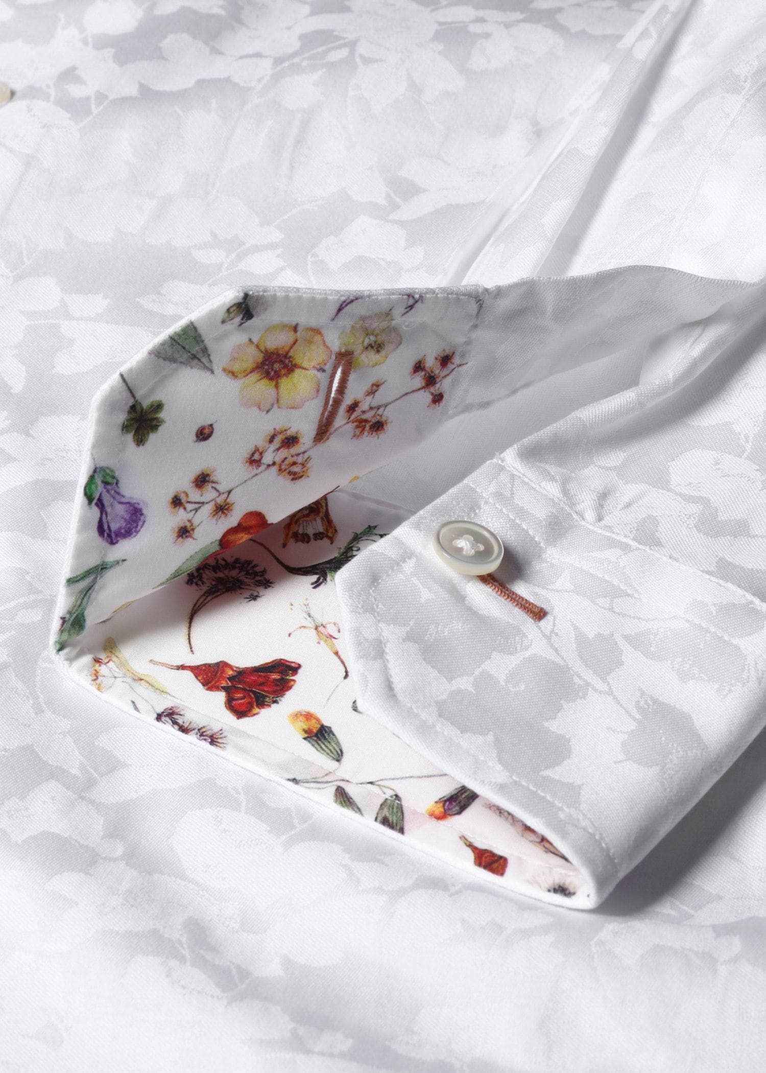 未使用 ポールスミス フローラルジャカード ドレスシャツ Mサイズ 白 フローラルジャカード ドレスシャツ（ホワイト） ｜ポール・スミス