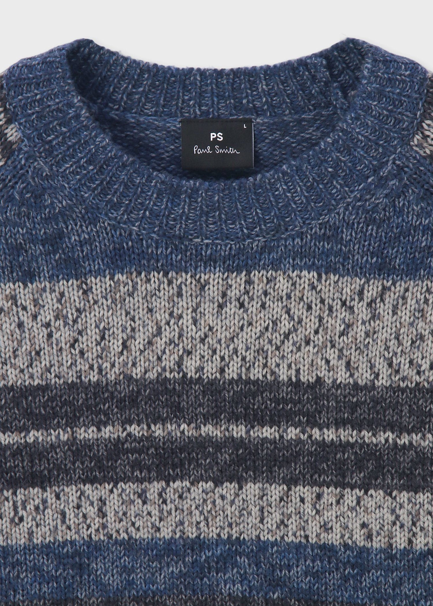 ランダムストライプ クルーネックニット