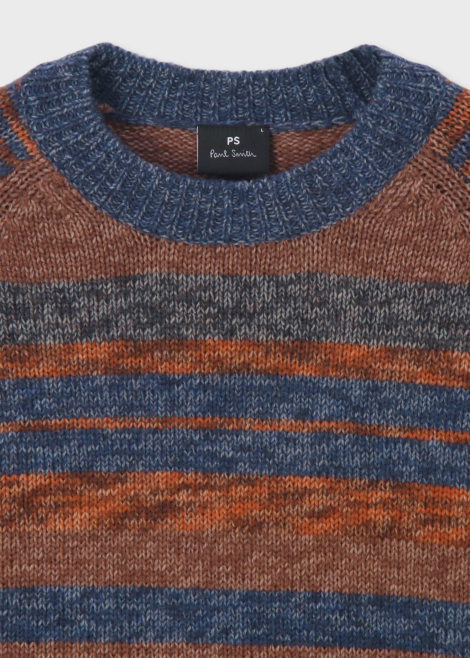 ランダムストライプ クルーネックニット