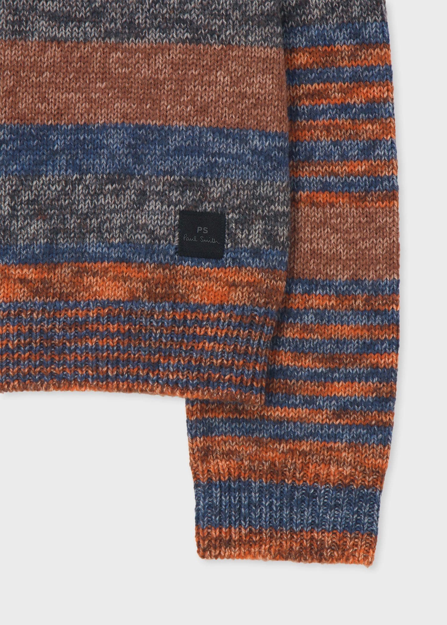 ランダムストライプ クルーネックニット