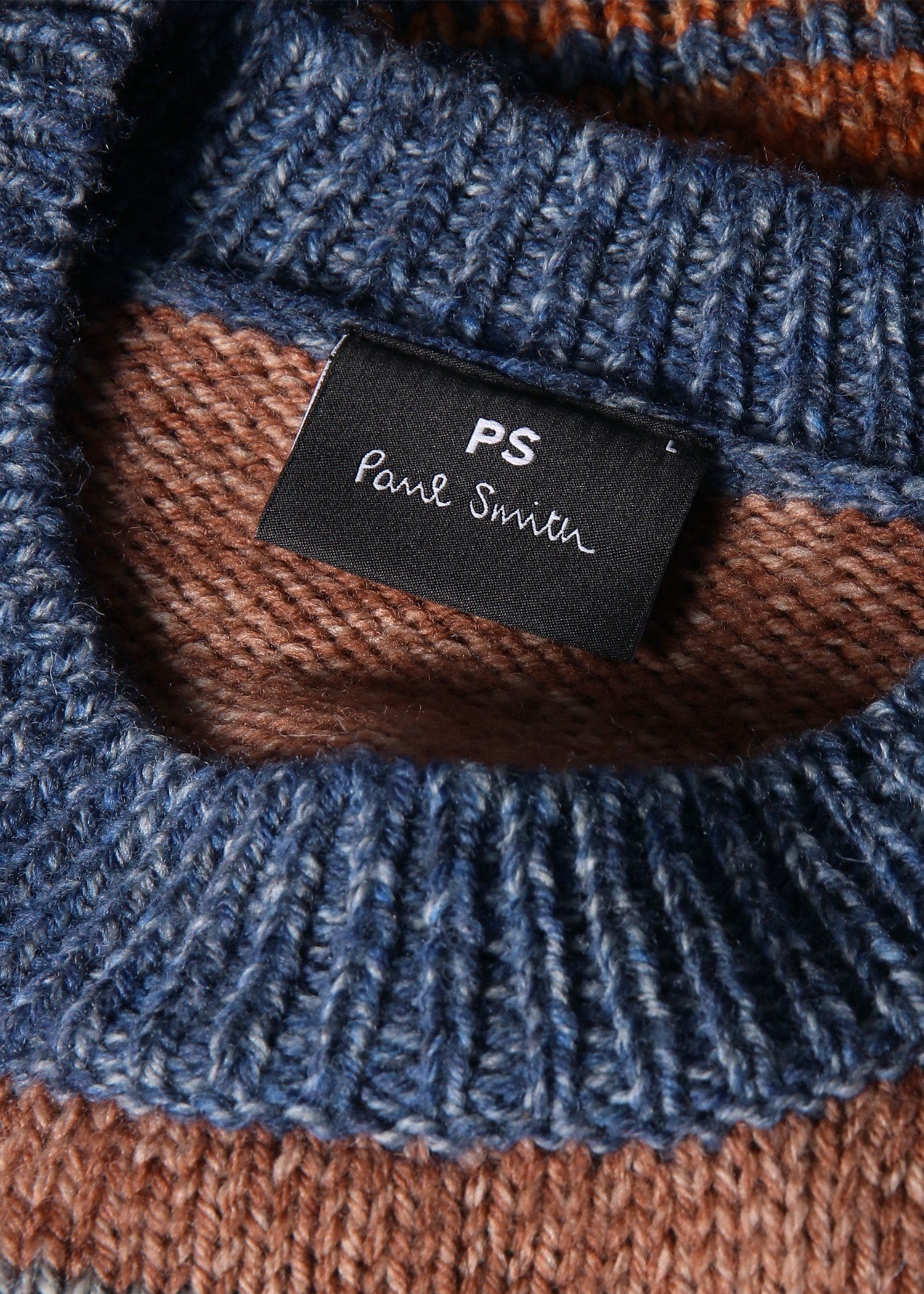 ランダムストライプ クルーネックニット