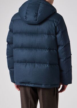 ポールスミス　ダウンジャケット　カシミヤ　ウール　Lサイズ ウールフランネル ダウンジャケット（ダークブルー） ｜ポール・スミス