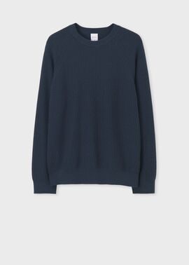 コットンウール クルーネック リブニット