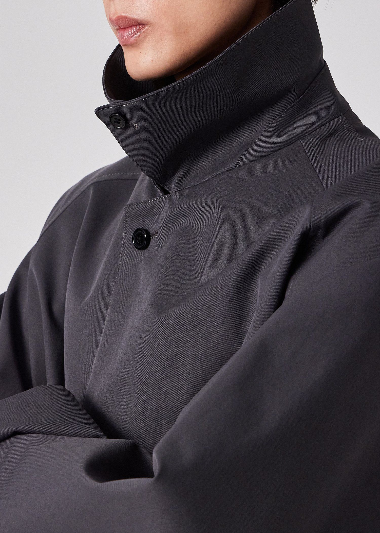 ライトポリエステル ワイドシルエット ステンカラーコート