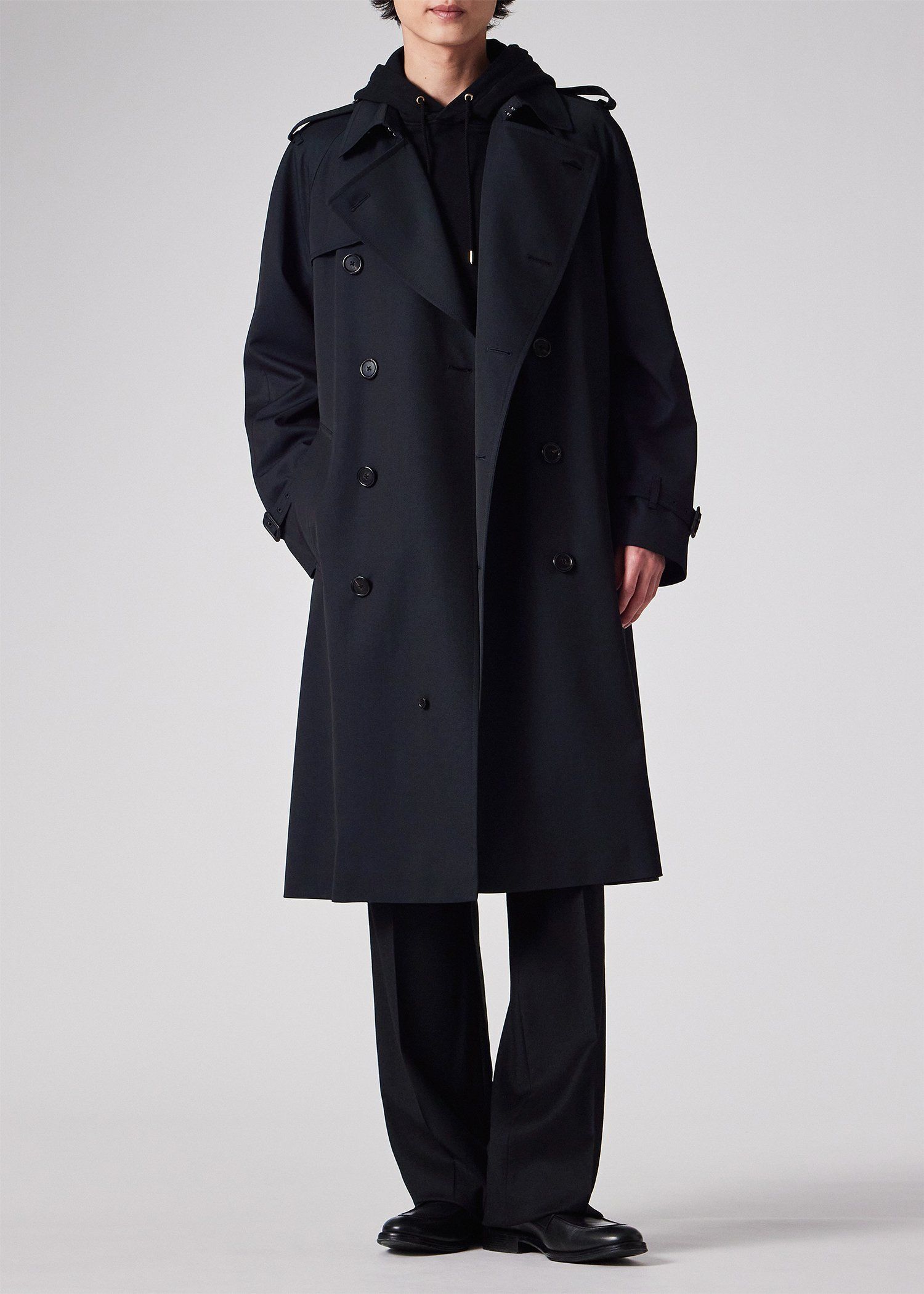 ポールスミスコレクション　ローエッジダブルトレンチコート ウールブレンド ヘリテージ ダブルトレンチコート（ネイビー