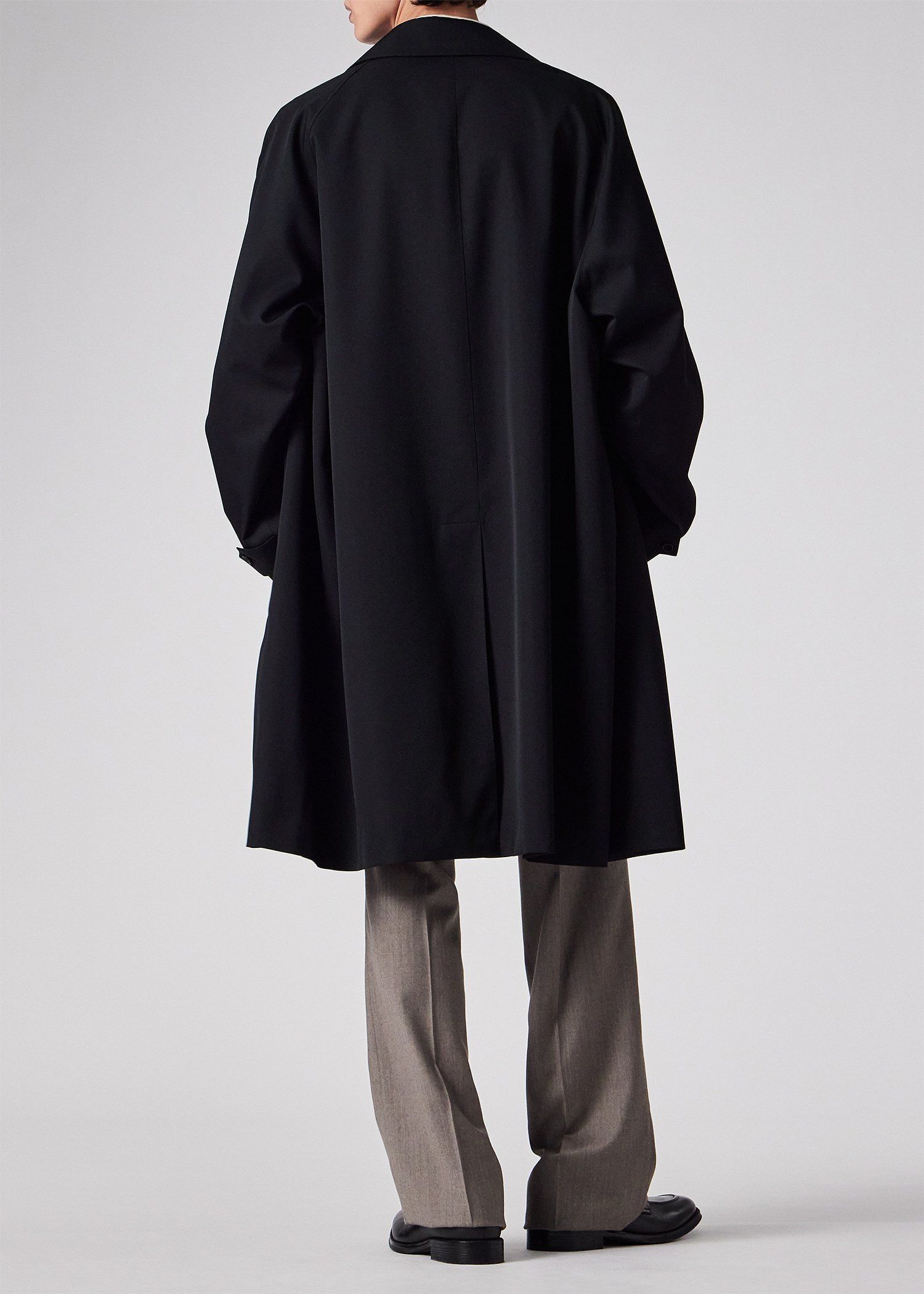 ウールブレンド ワイドシルエット ステンカラーコート