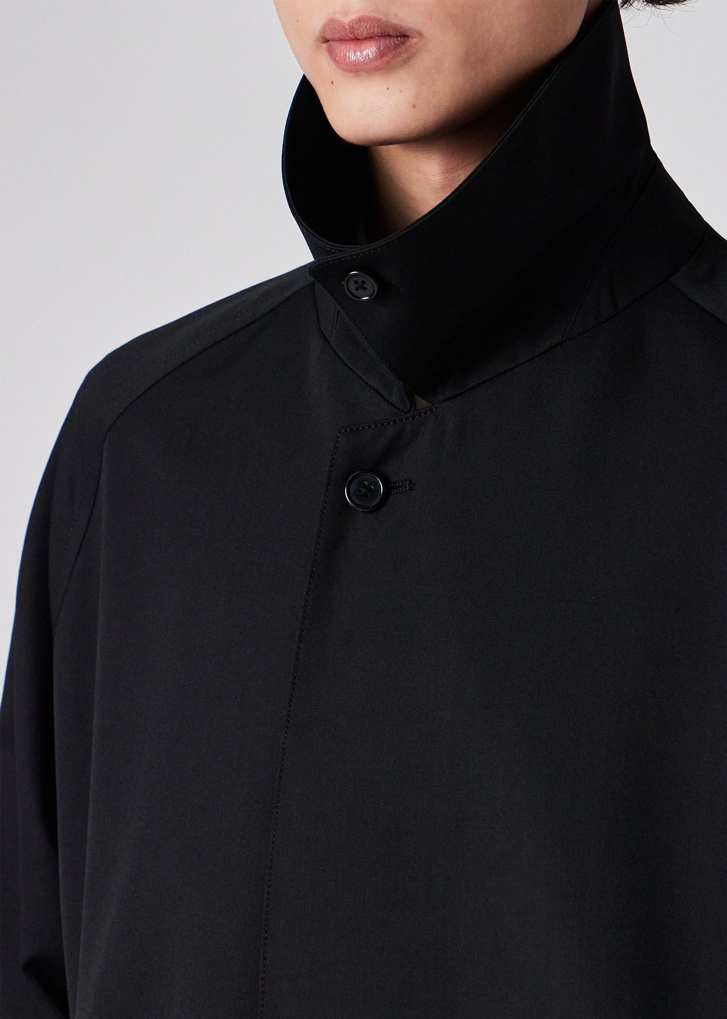 ウールブレンド ワイドシルエット ステンカラーコート