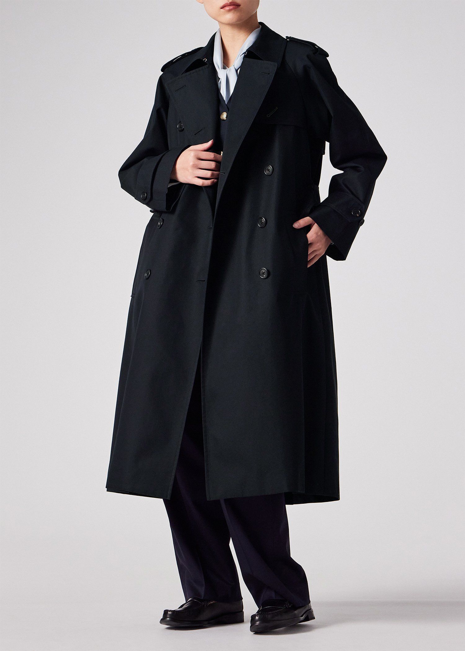 ウィメンズ リラックス トレンチコート（ネイビー） ｜ポール・スミス