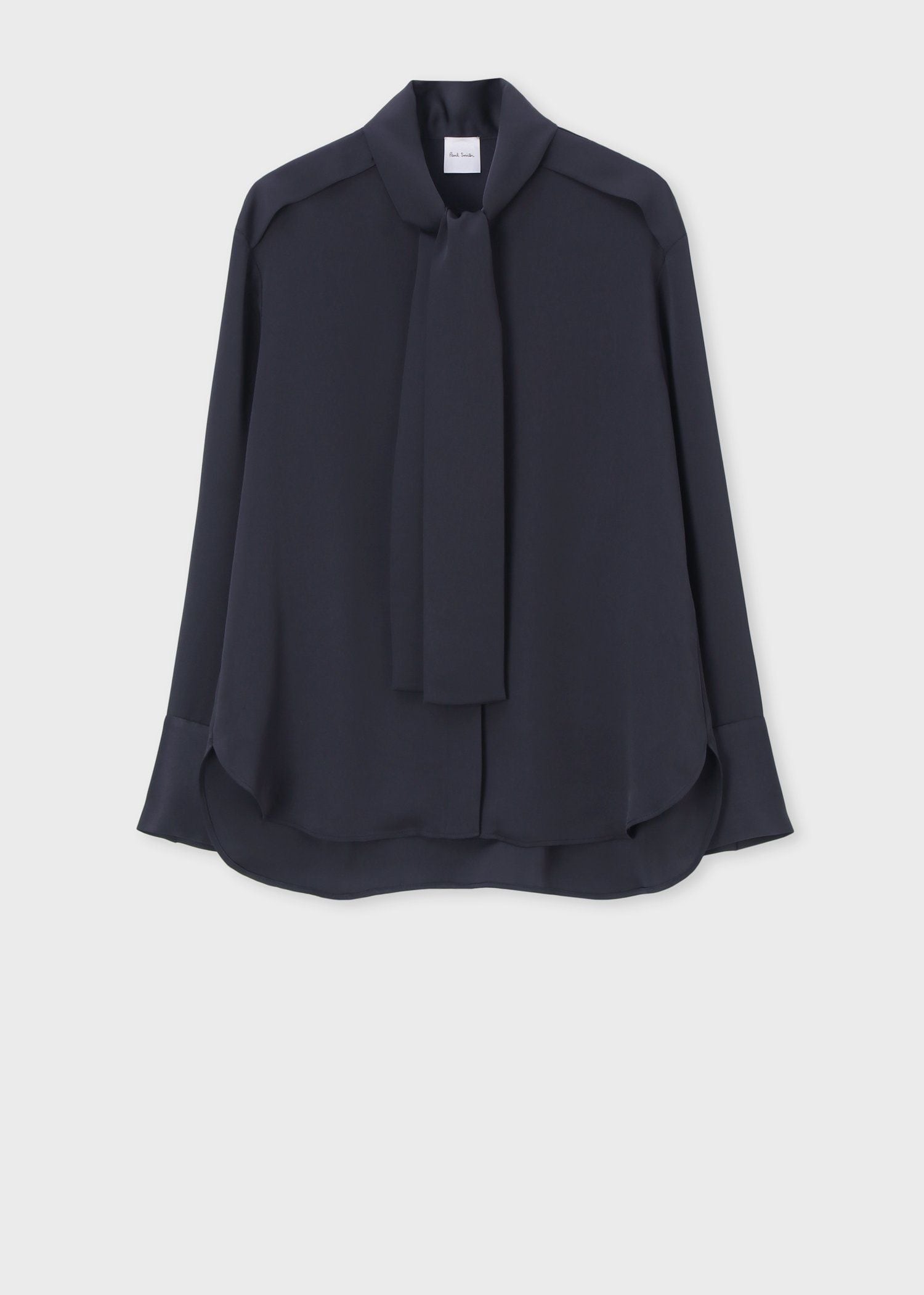 Paul Smith 　ボウタイブラウス ウィメンズ バックサテンジョーゼット ボウタイブラウス（ネイビー