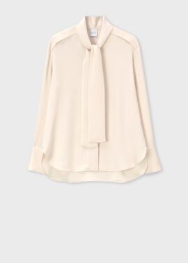 ウィメンズ サテン ボウタイ ブラウス（オフホワイト） ｜ポール・スミス