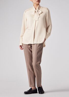 ウィメンズ サテン ボウタイ ブラウス（オフホワイト） ｜ポール・スミス