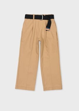 ボーイズ ベルト付きストレッチ ワイドパンツ