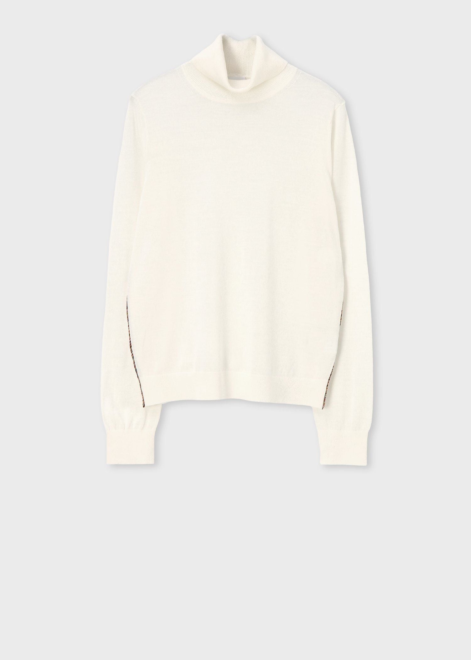 ウィメンズ ドレープウール ストライプ タートルネック ニット