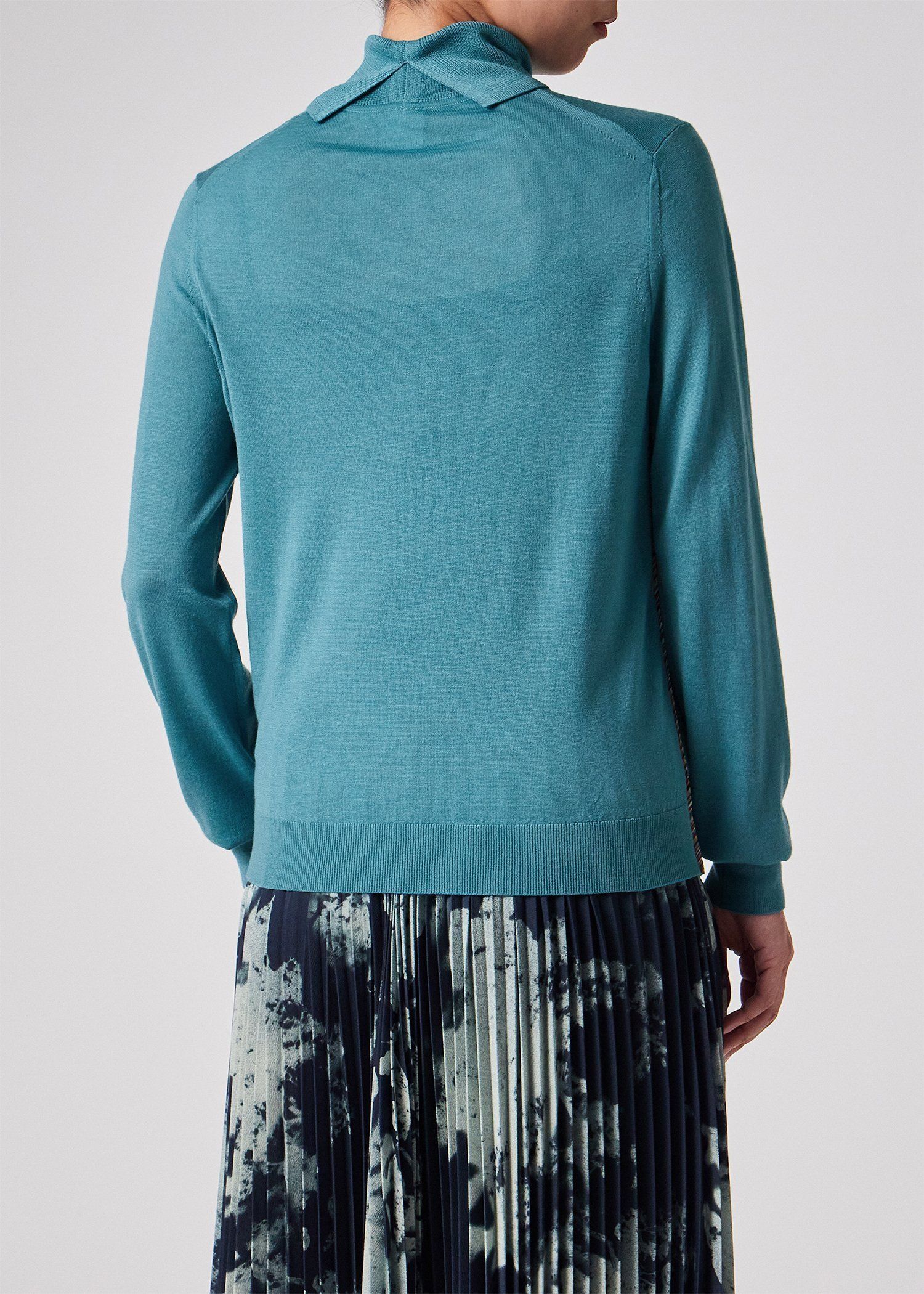 ウィメンズ ドレープウール ストライプ タートルネック ニット